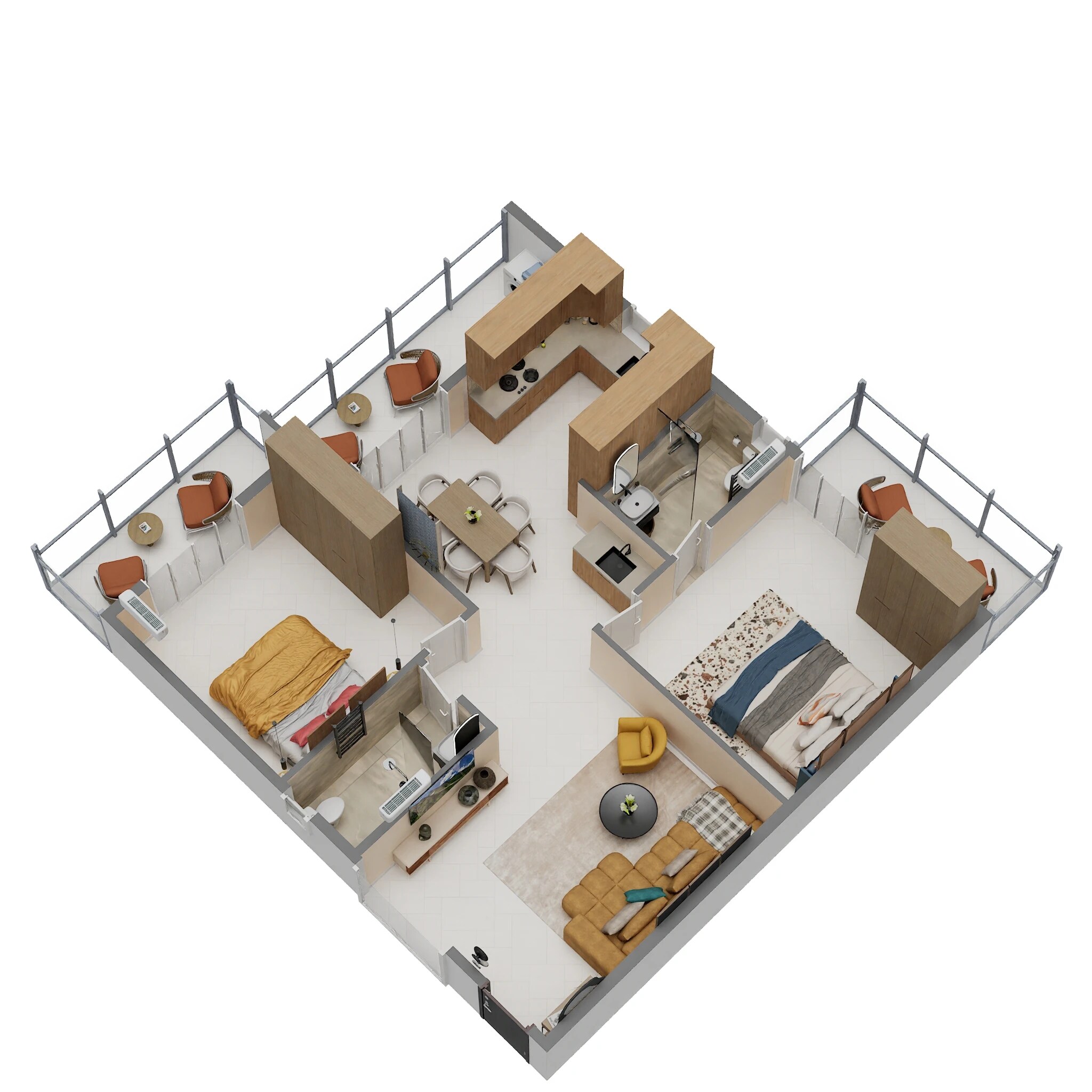 Floor plan of 2 BHK 1371 Sq. Ft. Apartment in VKK Grand, Bangalore