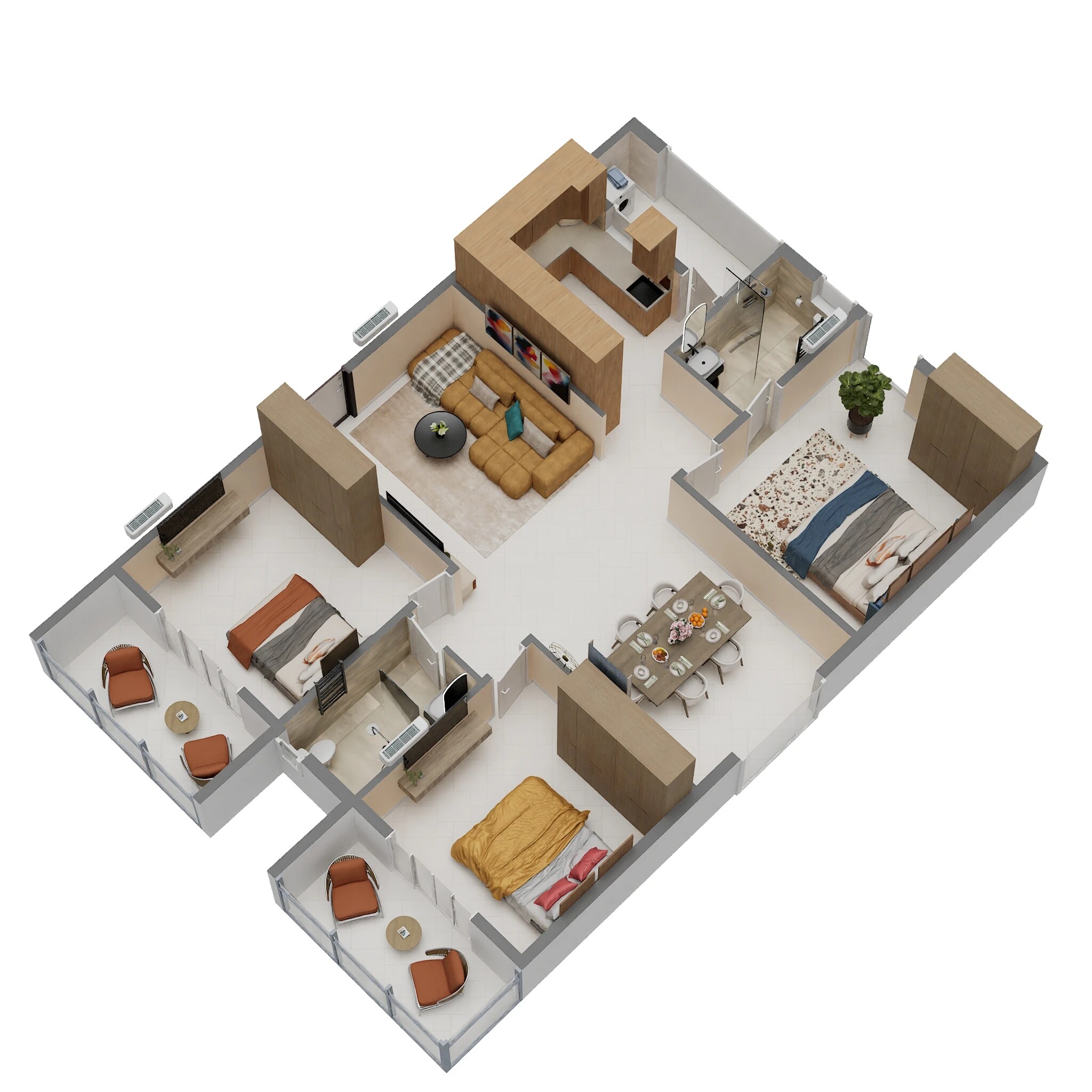 Floor plan of 3 BHK 1525 Sq. Ft. Apartment in VKK Grand, Bangalore