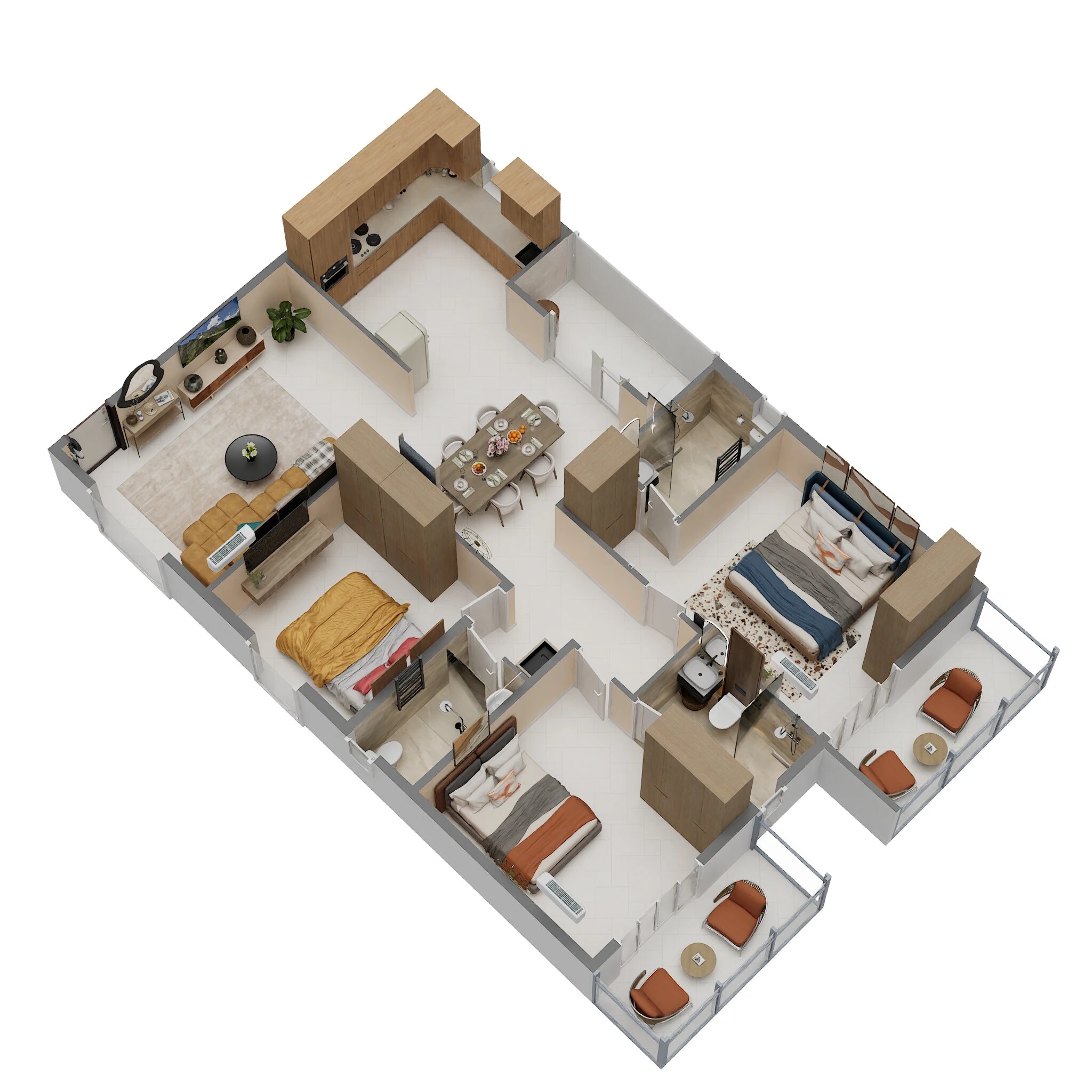 Floor plan of 3 BHK 1764 Sq. Ft. Apartment in VKK Grand, Bangalore