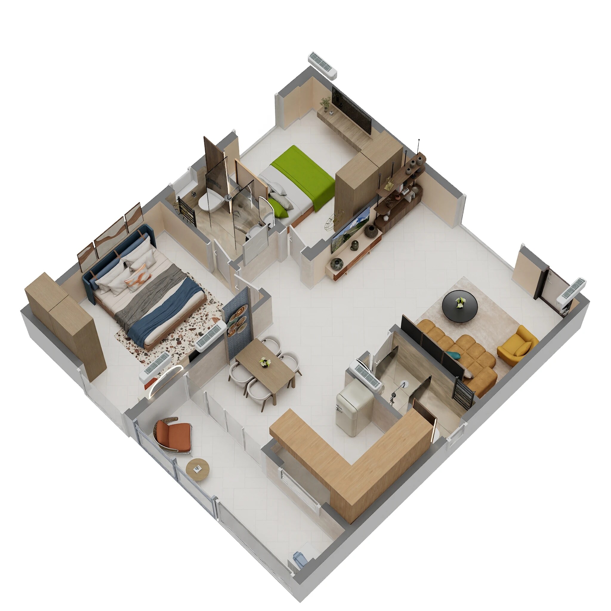 Floor plan of 2 BHK 1120 Sq. Ft. Apartment in VRL Royal Homes, Bangalore