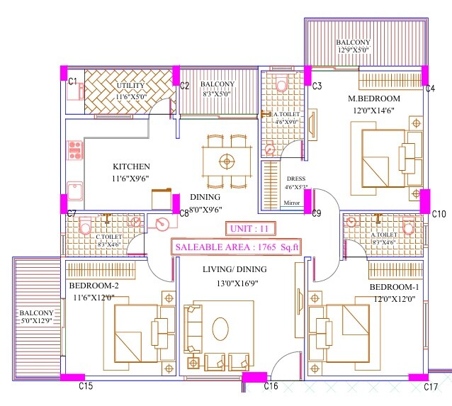 3 BHK 1765 Sq. Ft. Apartment