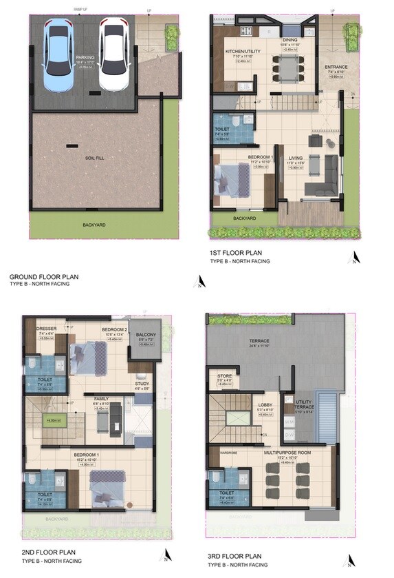 Floor plan of 4 BHK 2262 Sq. Ft. Villa in Whitehill Pelican Square, Bangalore