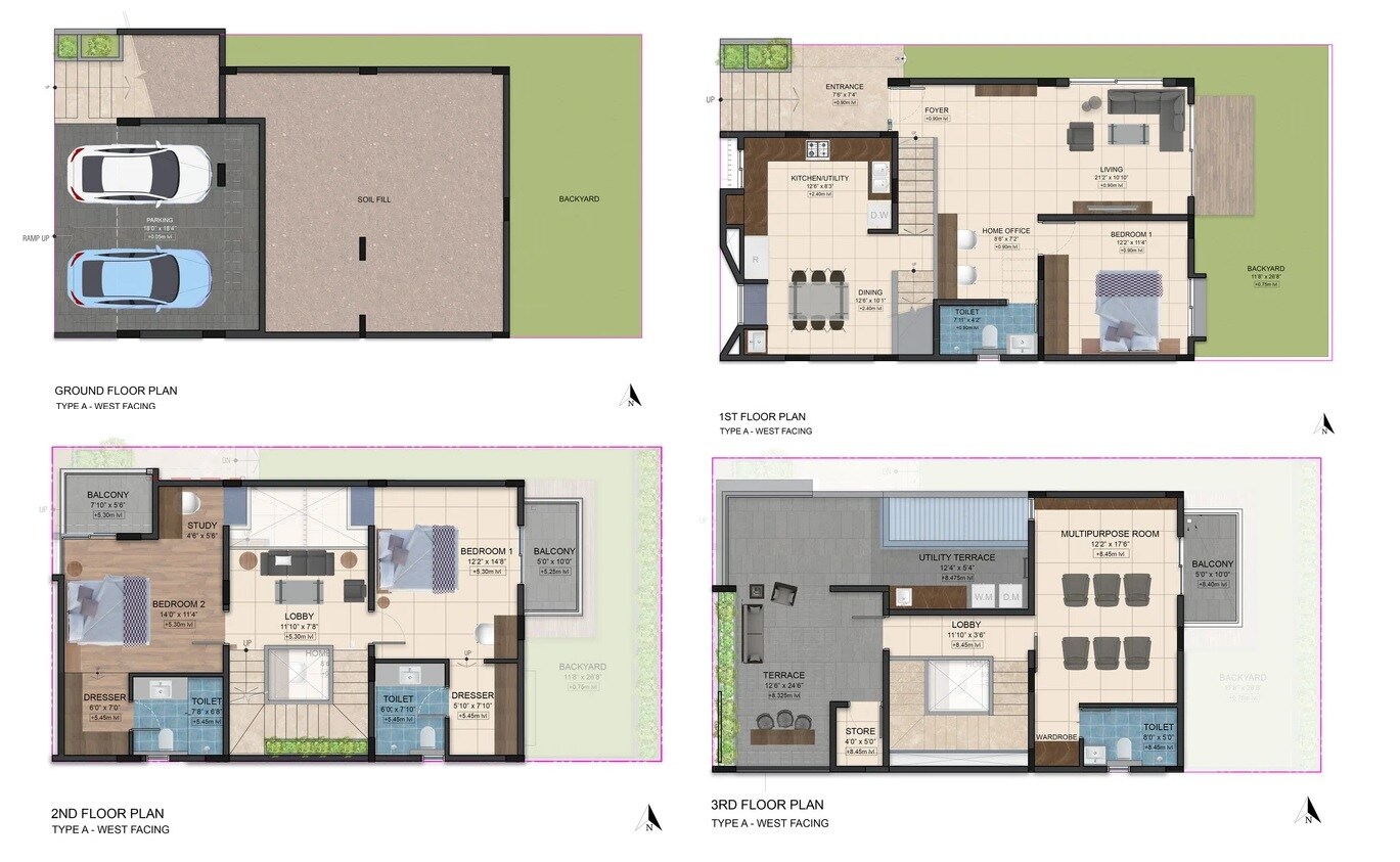 Floor plan of 4 BHK 2606 Sq. Ft. Villa in Whitehill Pelican Square, Bangalore