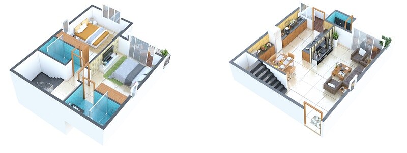 Floor plan of 2 BHK Apartment - 919 sq. ft. in Whitestone Florenso, Bangalore