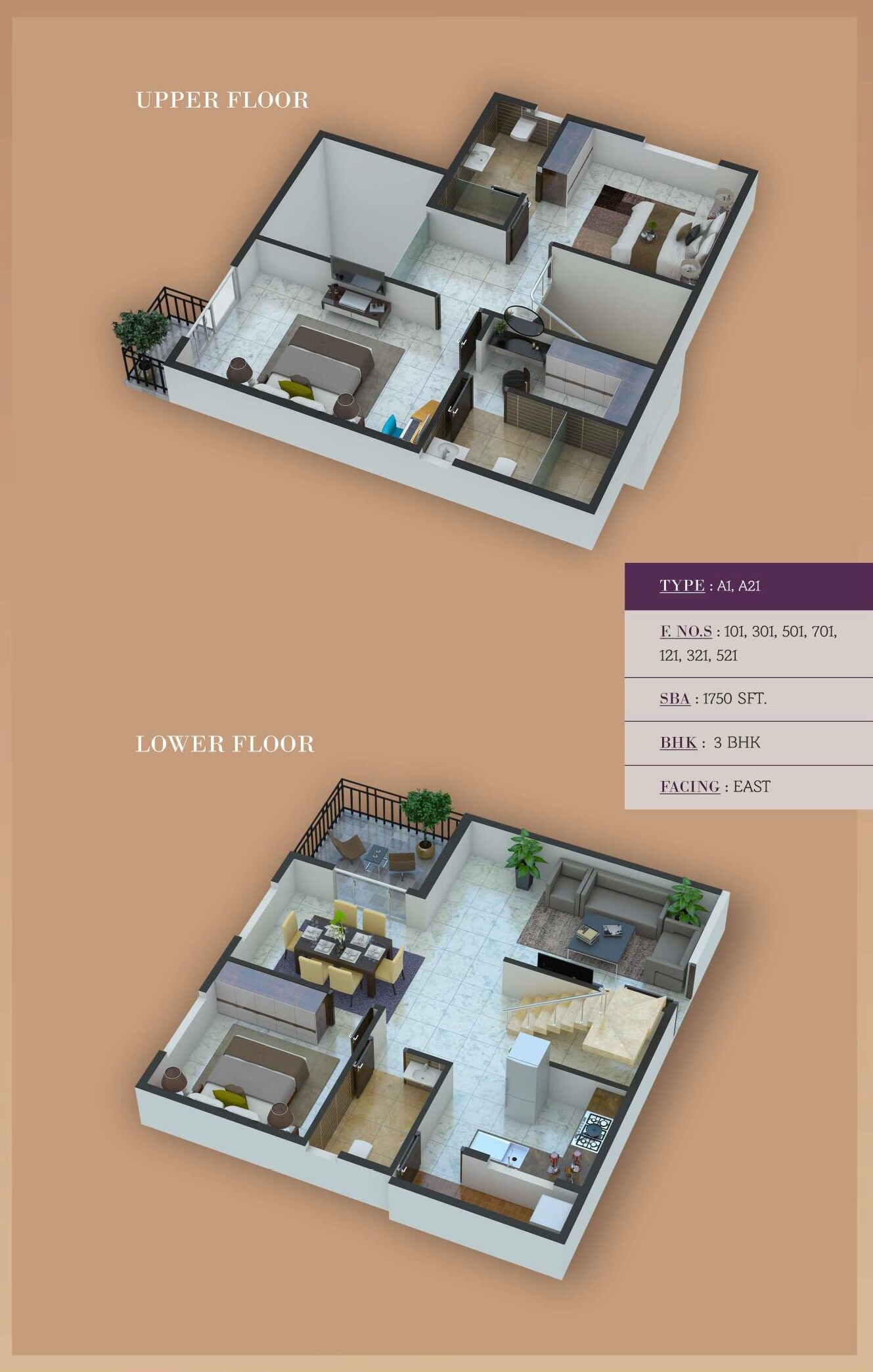 Floor plan of 3 BHK 1750 Sq. Ft. Apartment in Whitewinds Aadya Heights, Bangalore