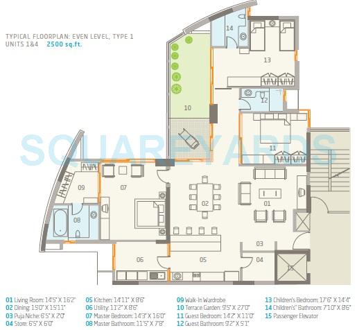 3 BHK 2500 Sq. Ft. Apartment