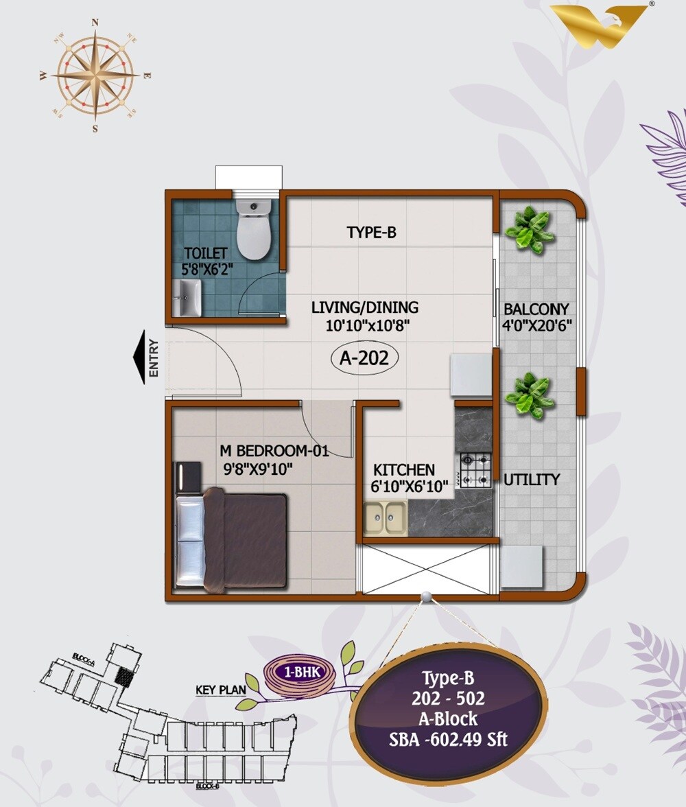 1 BHK 602 Sq. Ft. Apartment