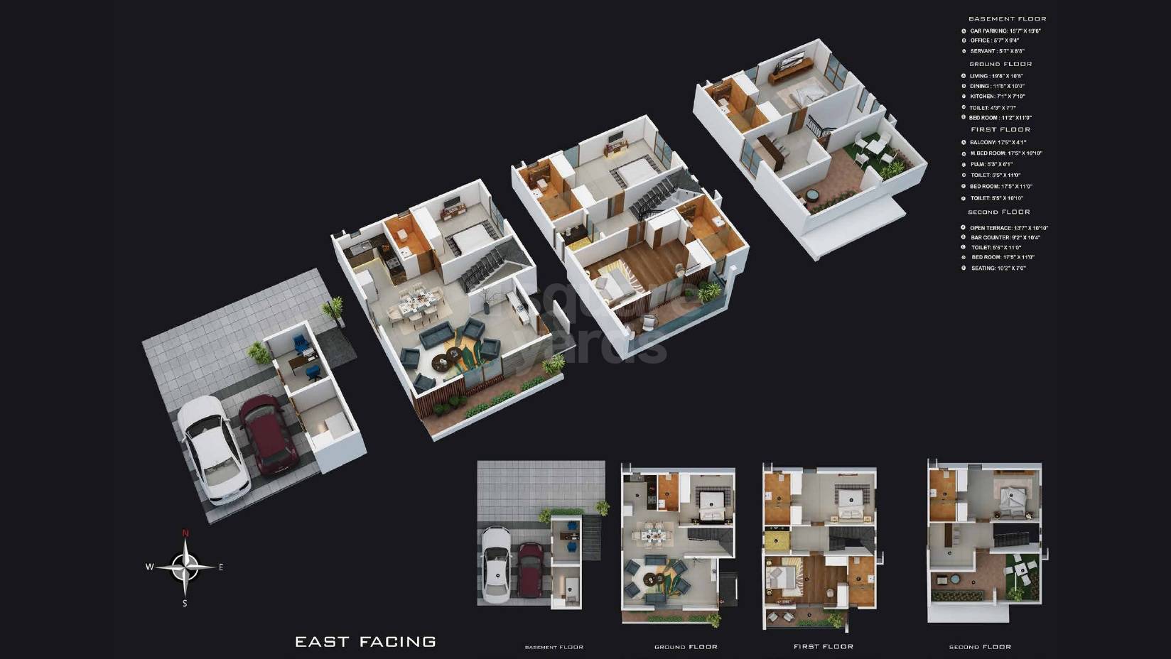 Floor plan of 4 BHK 2900 Sq. Ft. Row House in Yash Dream Scape, Bangalore