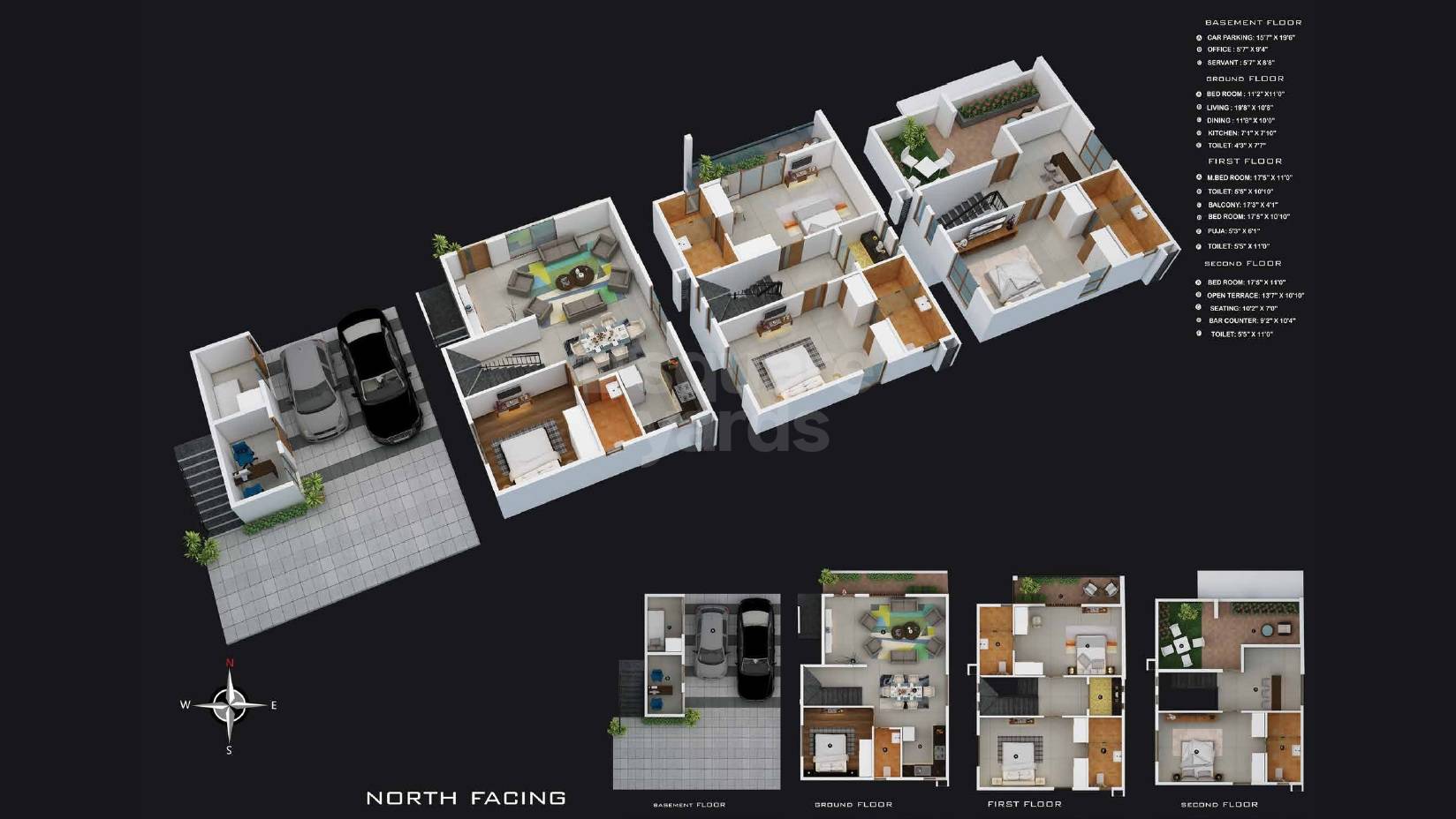 Floor plan of 4 BHK 3900 Sq. Ft. Row House in Yash Dream Scape, Bangalore