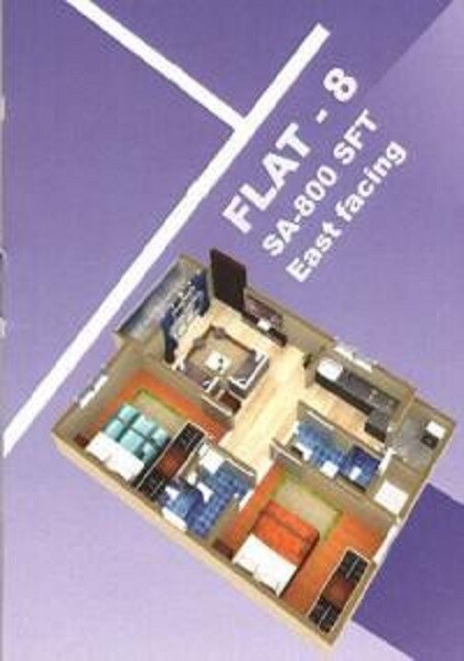 Floor plan of 2 BHK 800 Sq. Ft. Apartment in Yashaswini SLV Royal Tranquil, Bangalore