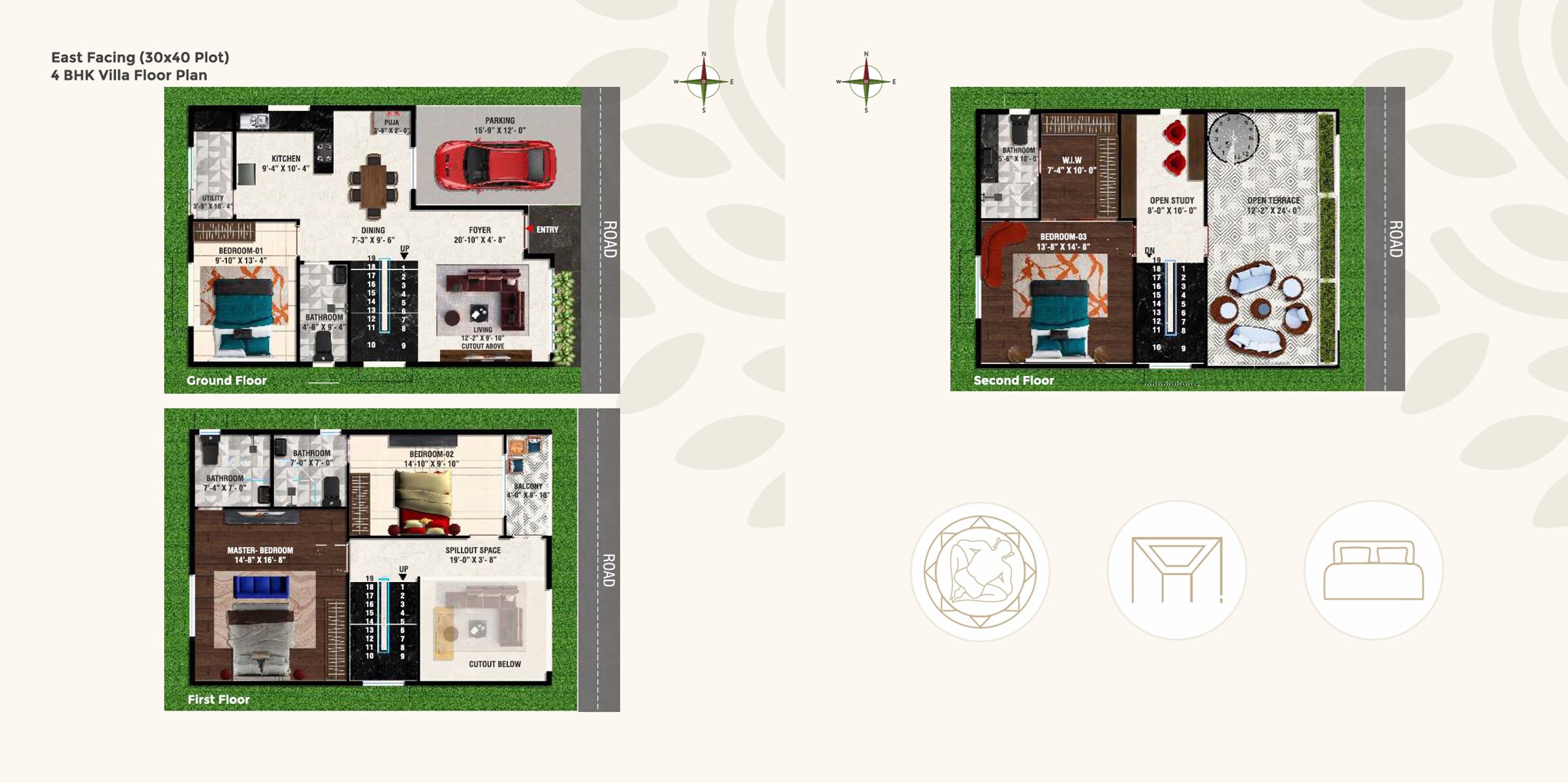 Floor plan of 4 BHK 2200 Sq. Ft. Villa in YC Raintree, Bangalore