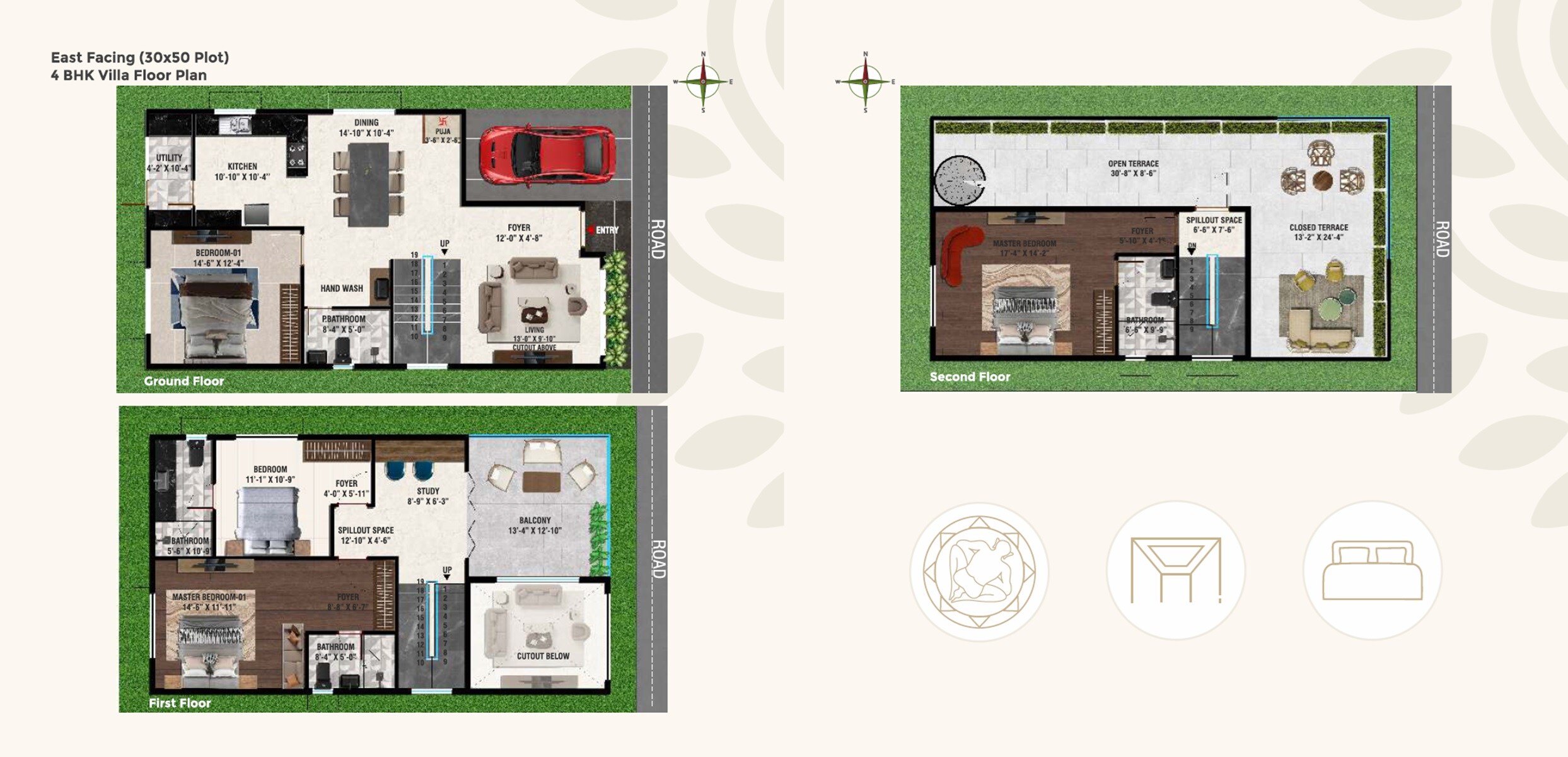 Floor plan of 4 BHK 3000 Sq. Ft. Villa in YC Raintree, Bangalore