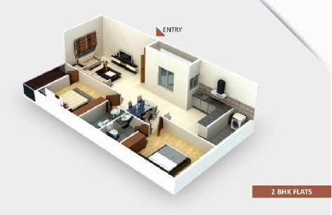 Floor plan of 2 BHK 1117 Sq. Ft. Apartment in YD Exotica, Bangalore
