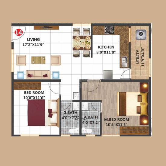 2 BHK 1057 Sq. Ft. Apartment
