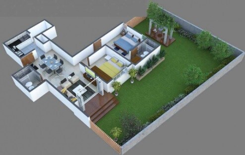 Floor plan of 2 BHK 1132 Sq. Ft. Apartment in Zaffars Sterling Pine Hurst, Bangalore