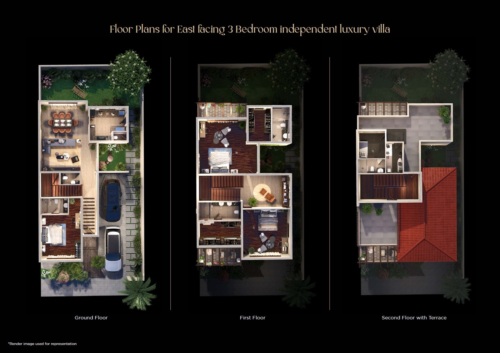 Floor plan of 3 BHK 3965 Sq. Ft. Villa in Zala Prados, Bangalore
