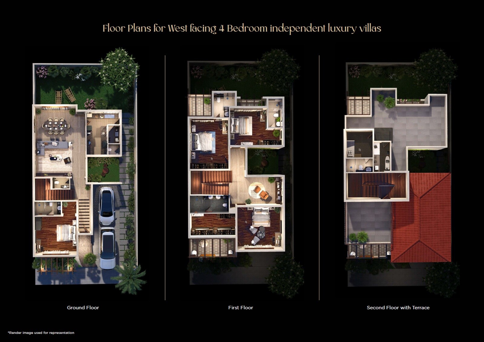 Floor plan of 4 BHK 4462 Sq. Ft. Villa in Zala Prados, Bangalore