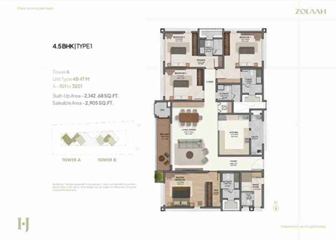 4 BHK 2905 Sq. Ft. Apartment