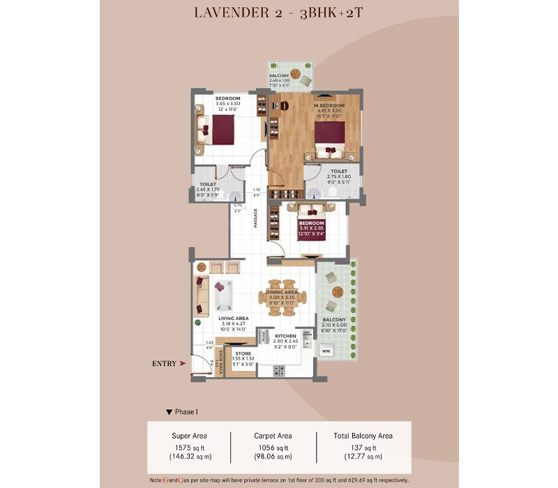 3 BHK 1575 Sq. Ft. Apartment