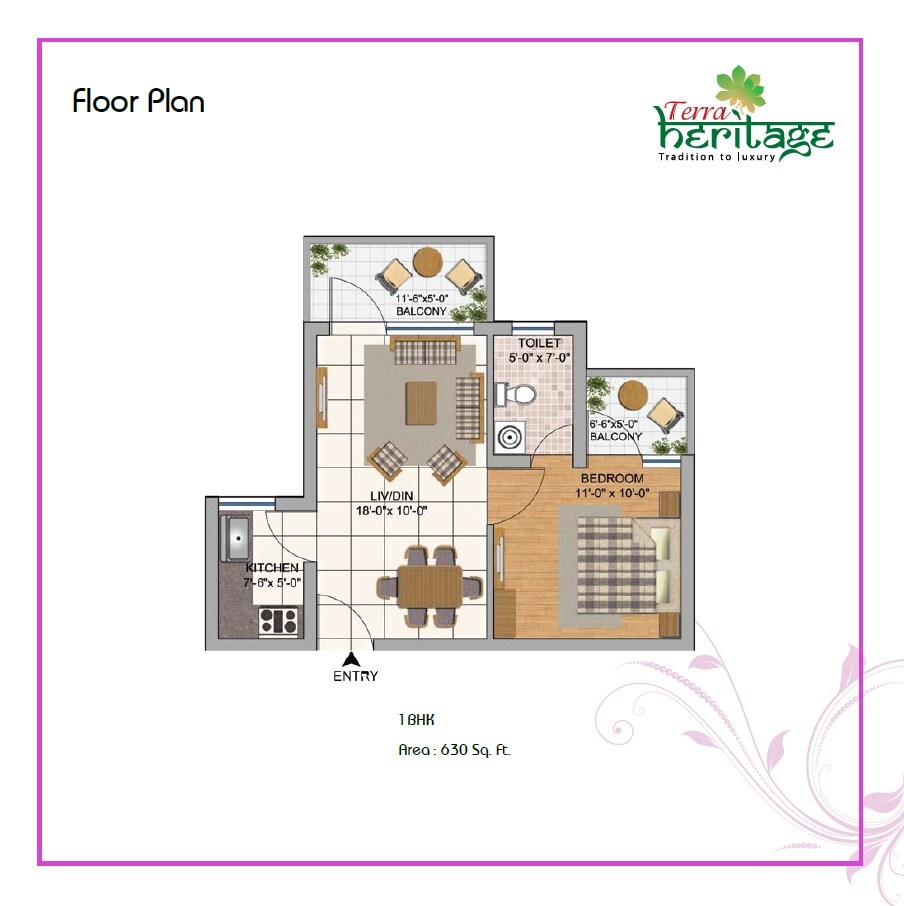 2 BHK 630 Sq. Ft. Apartment
