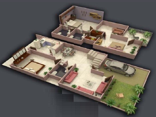 Floor plan of 3 BHK Villa - 1650 sq. ft. in Fasttrack Heavens Life, Bhopal