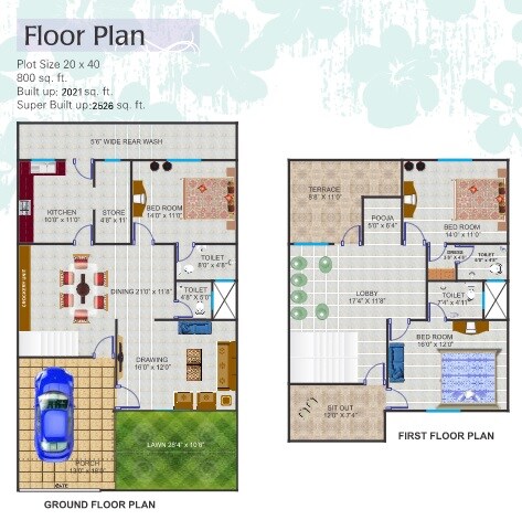 Floor plan of 3 BHK Villa - 2021 sq. ft. in Fasttrack Heavens Life, Bhopal