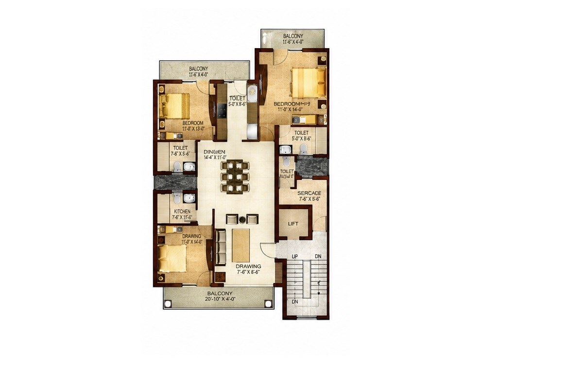 3 BHK 1880 Sq. Ft. Apartment