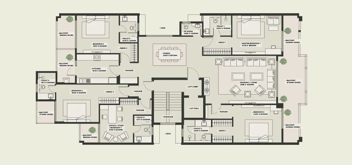 4 BHK 3700 Sq. Ft. Ind Floor in DLF The Valley Gardens