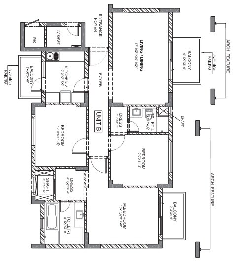 Floor plan of 3 BHK 1750 Sq. Ft. Apartment in Emaar The Views, Chandigarh