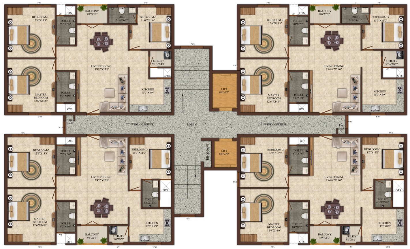 India Temple Residency Floor Plans