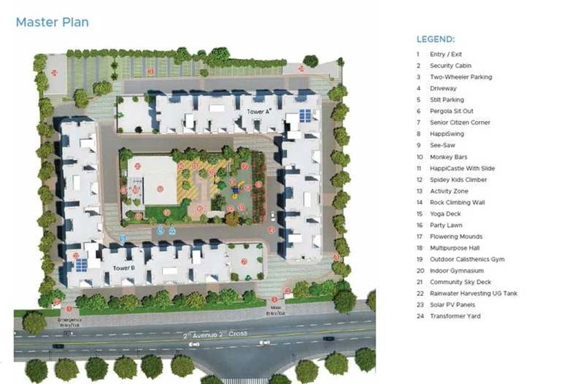 Mahindra-Lifespaces-Happinest_an aerial view of a building with a clock on it