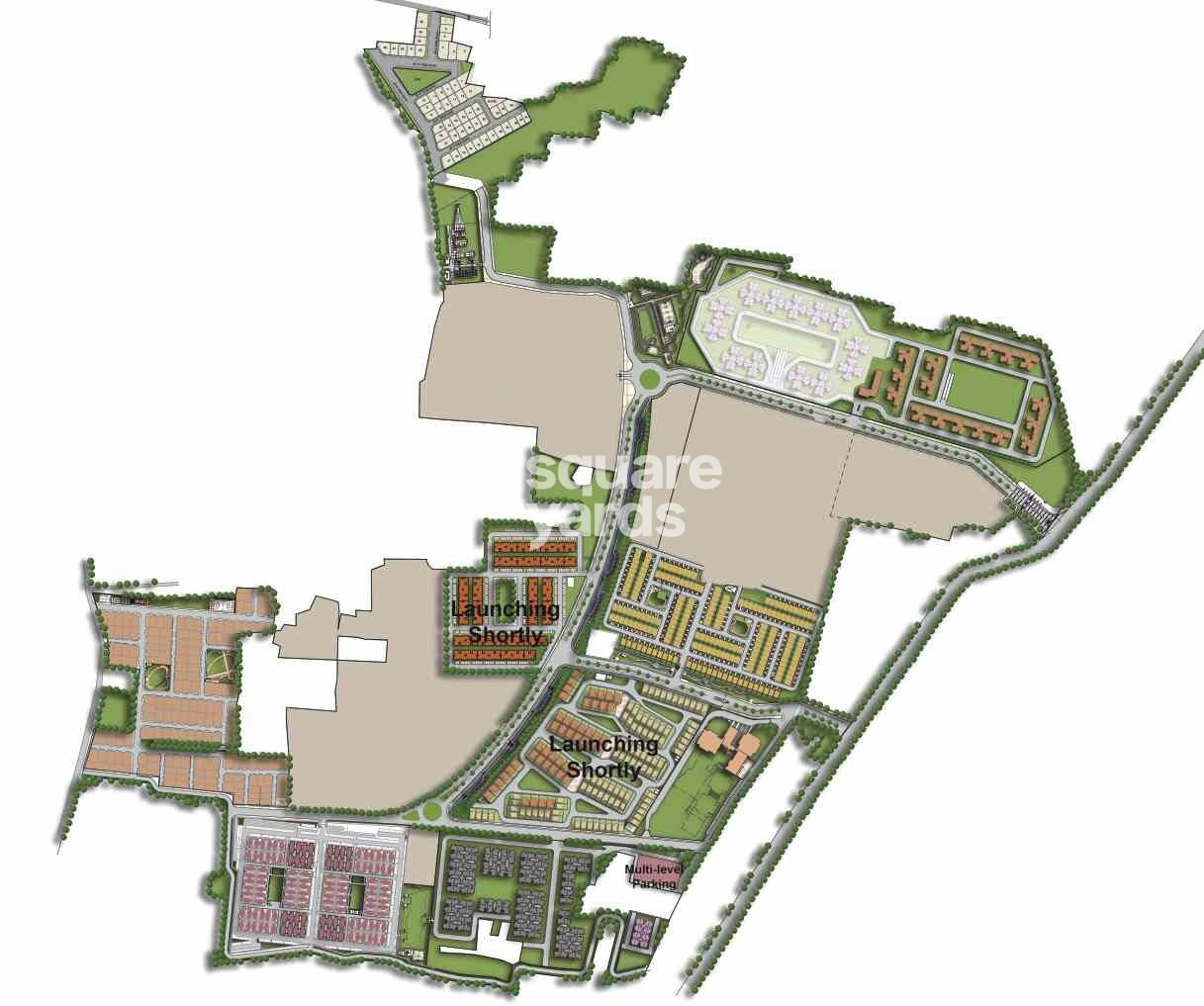 Unitech-Unihomes-2-Chennai_a painting of a small town with a train on top of it