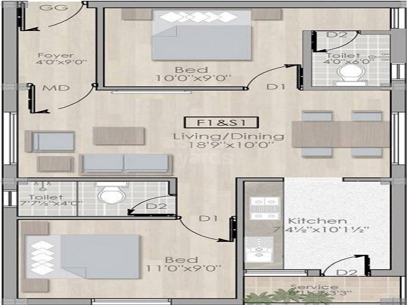 Aadhiti Nest 2 BHK Layout