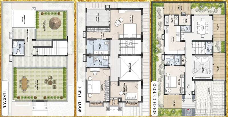 Floor plan of 3 BHK 2435 Sq. Ft. Villa in Adityaram Palace City, Chennai