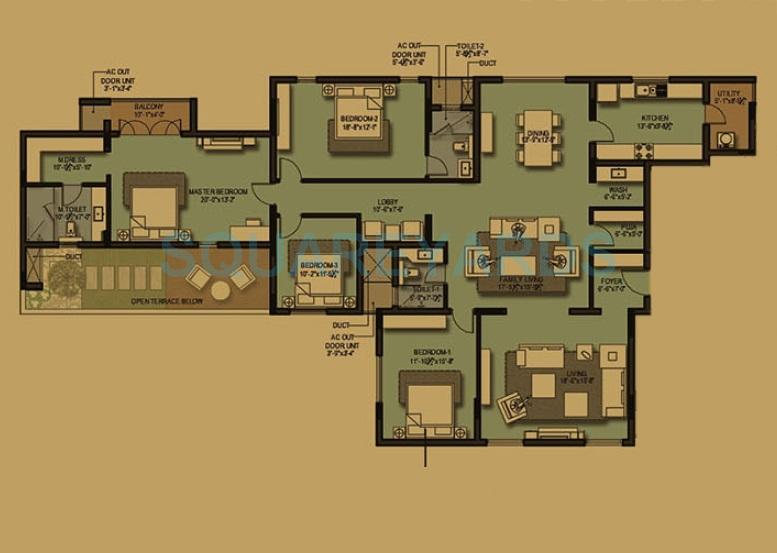 Floor plan of 4 BHK 3538 Sq. Ft. Apartment in Akshaya Homes 36 Carat, Chennai