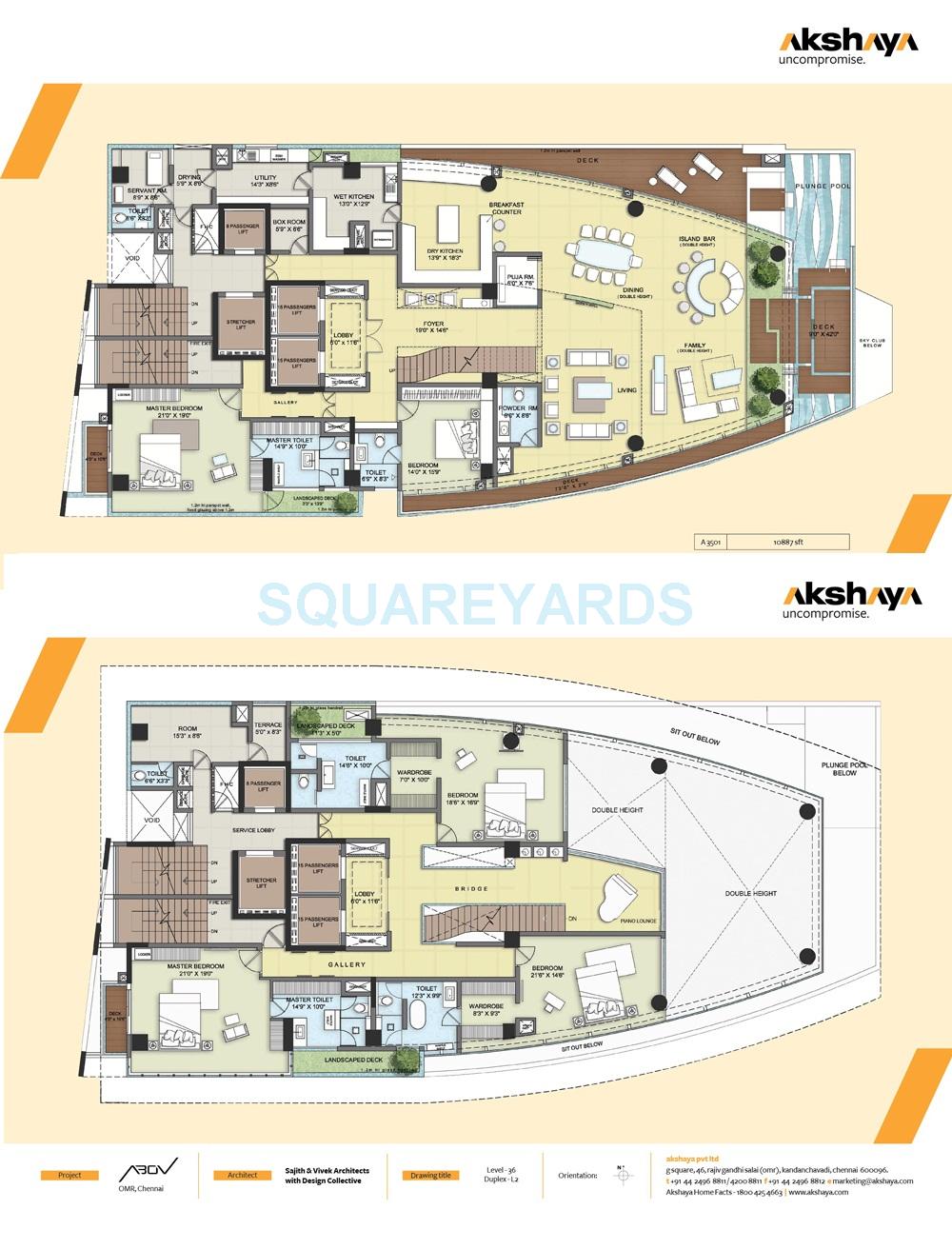 Floor plan of 5 BHK 10887 Sq. Ft. Apartment in Akshaya Homes Abov, Chennai