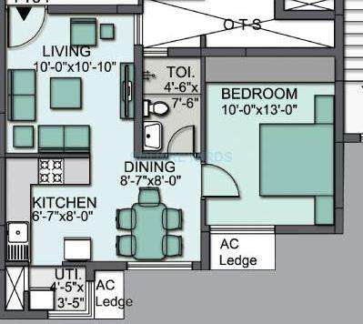 1 BHK 610 Sq. Ft. Apartment in Akshaya Homes January