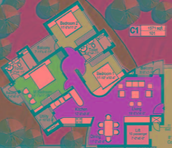 Floor plan of 3 BHK 1571 Sq. Ft. Apartment in Akshaya Homes The Belvedere, Chennai