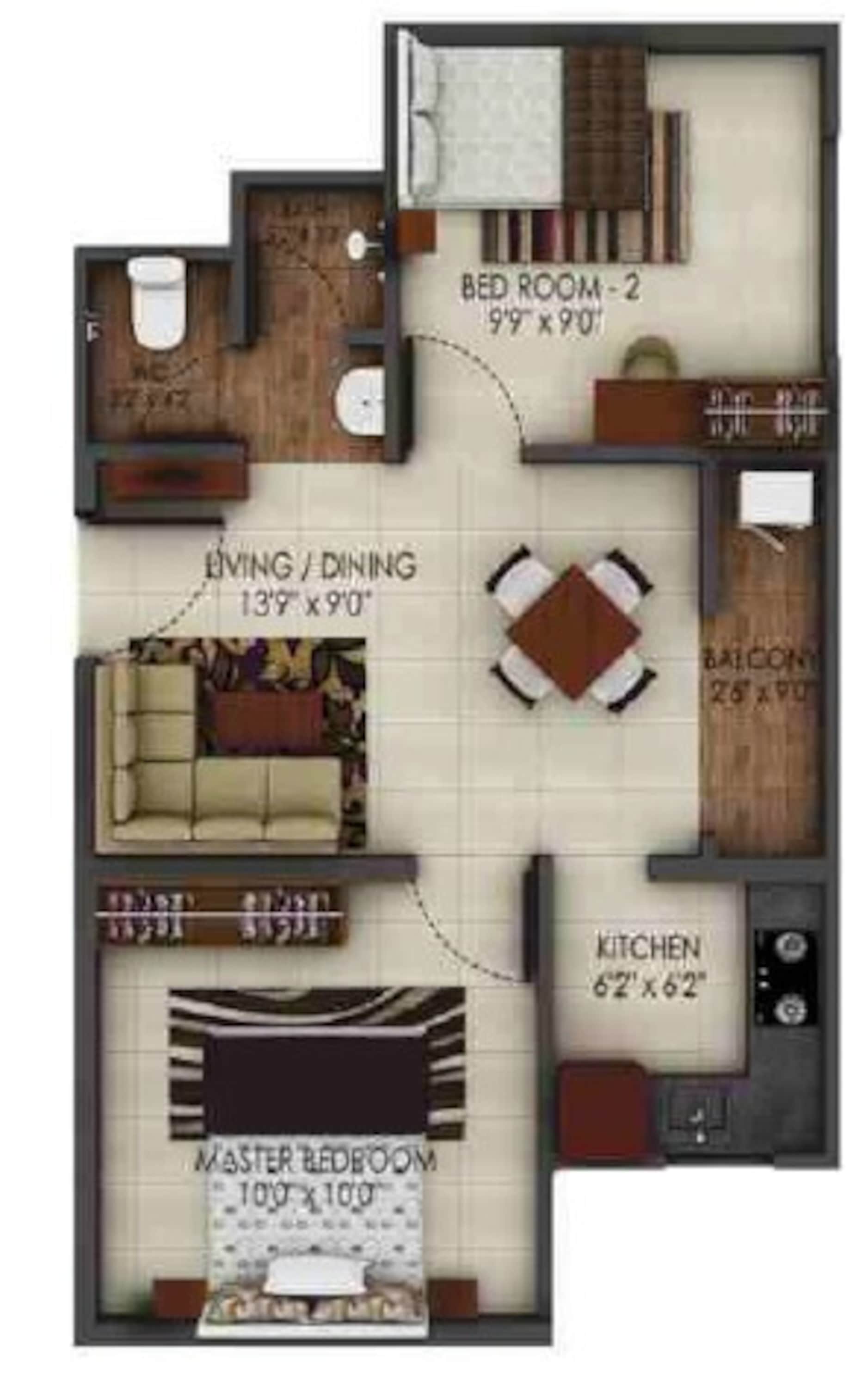 alliance urbanrise codename million carats apartment 2bhk 398sqft 1