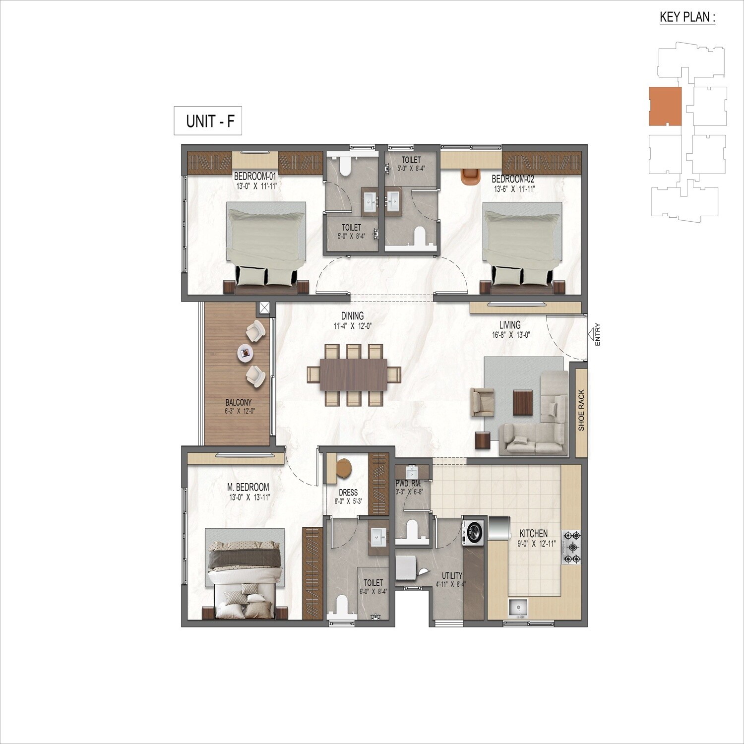 3 BHK 2078 Sq. Ft. Apartment