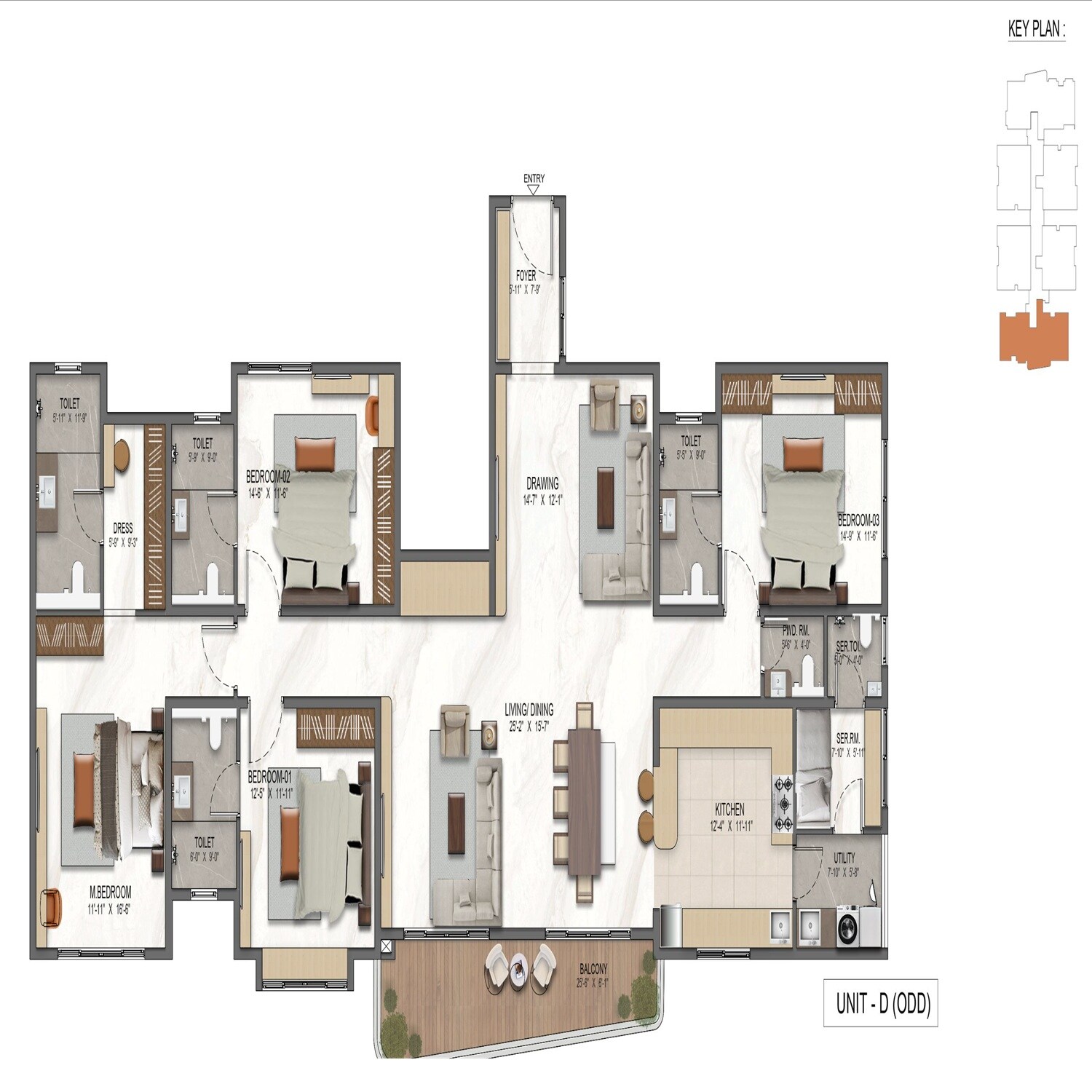 4 BHK 3298 Sq. Ft. Apartment