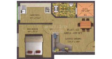 Floor plan of 1 BHK 439 Sq. Ft. Apartment in Amudha Yasodha, Chennai