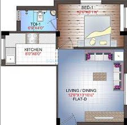 Floor plan of 1 BHK 501 Sq. Ft. Apartment in Annai Sai Realty Sai Thejus Phase Ii, Chennai