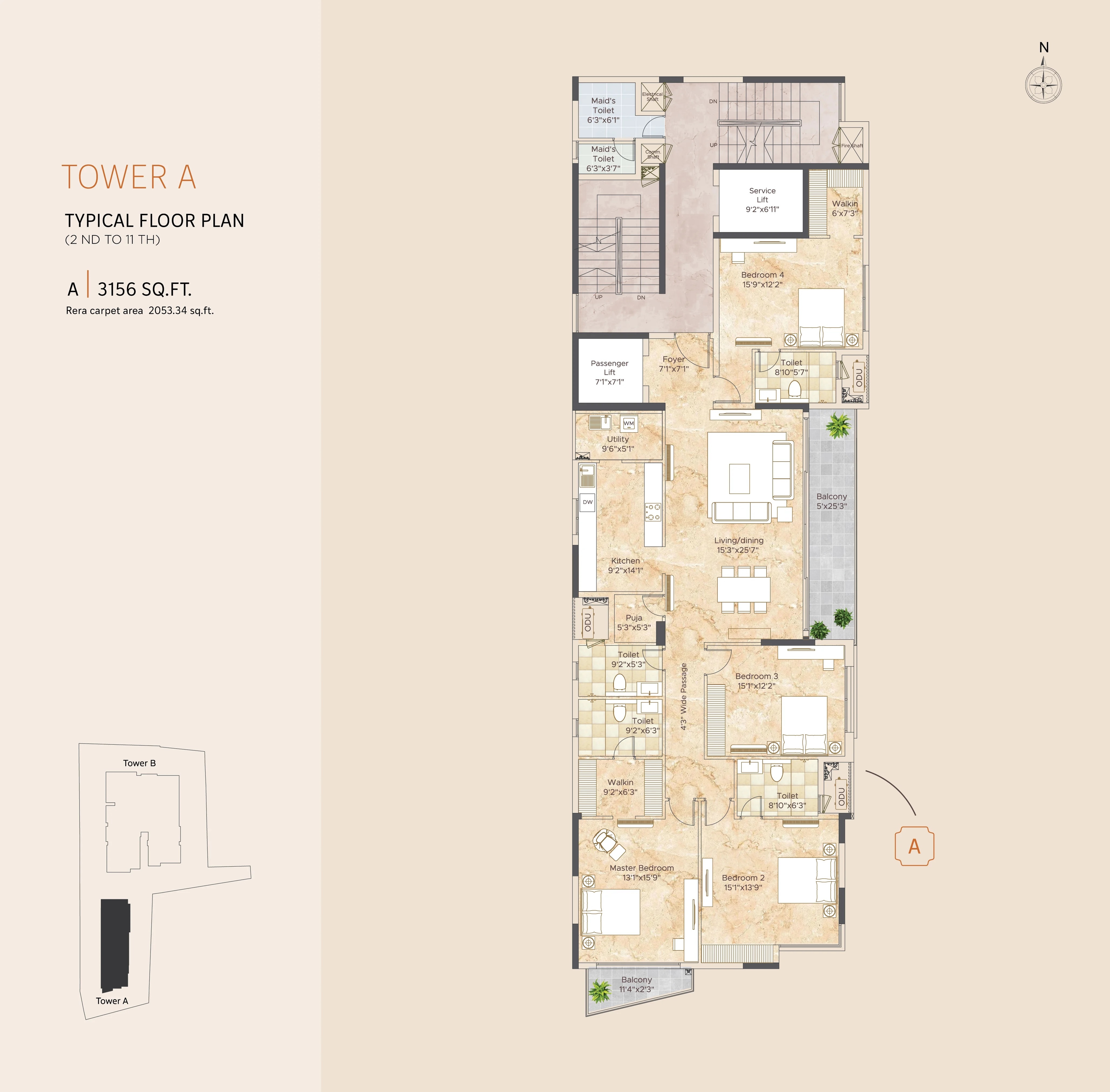 3 BHK 3156 Sq. Ft. Apartment