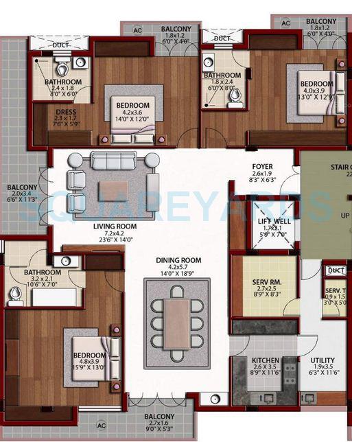 Floor plan of 3 BHK 2750 Sq. Ft. Apartment in Arihant Housing Jashn, Chennai