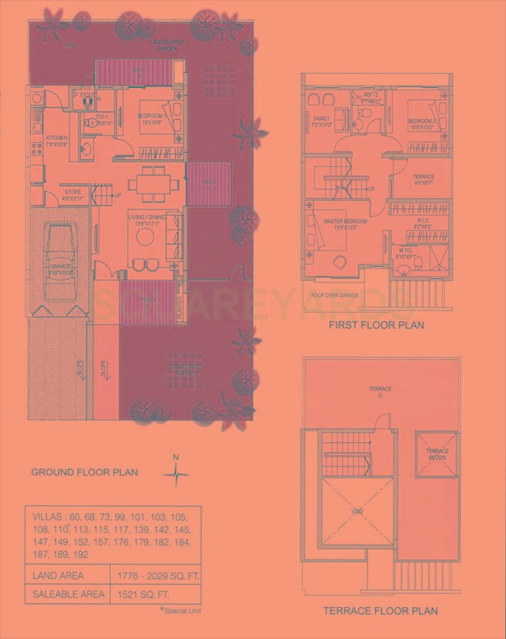 Floor plan of 3 BHK 1521 Sq. Ft. Villa in Arihant Housing Villa Viviana, Chennai