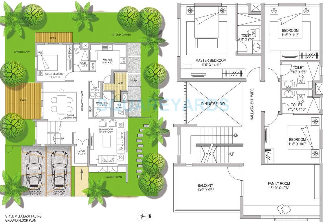 Floor plan of 4 BHK 2555 Sq. Ft. Villa in Arihant Housing Villa Viviana, Chennai