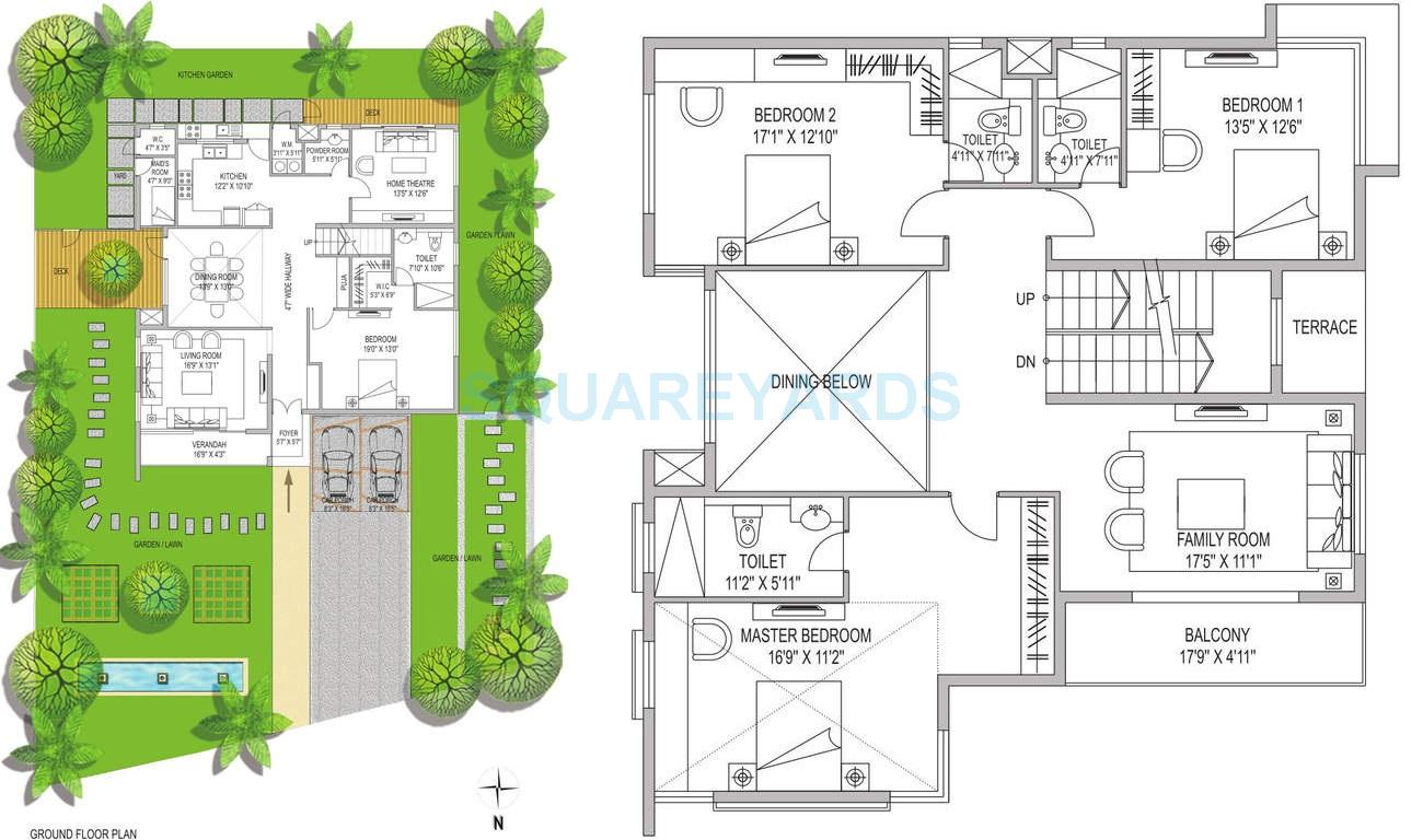 Floor plan of 4 BHK 3492 Sq. Ft. Villa in Arihant Housing Villa Viviana, Chennai