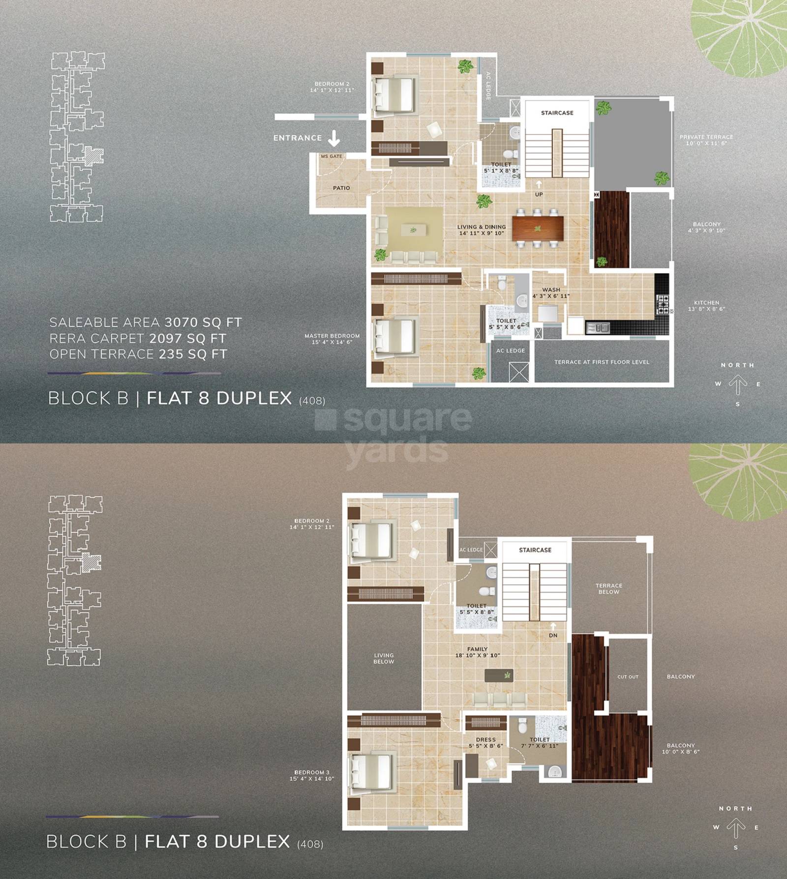 Floor plan of 4 BHK 3070 Sq. Ft. Apartment in Arihant Melange, Chennai