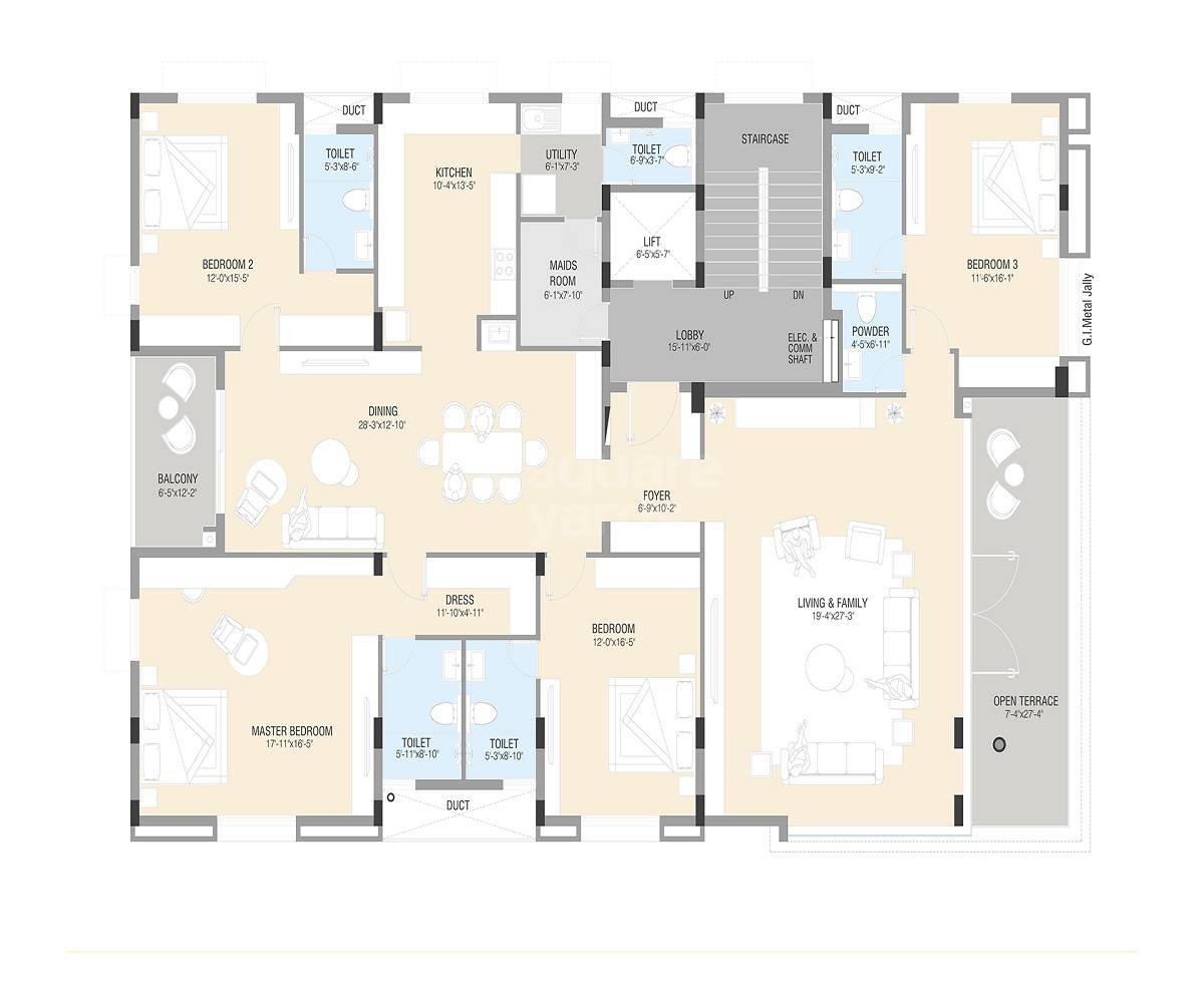 Floor plan of 4 BHK 3540 Sq. Ft. Apartment in Arihant Saraswathi, Chennai